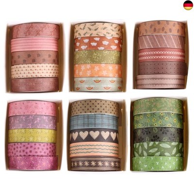 YUBX Washi Tape 30 Rollen Kreatives Basic Dünnes Washi Tape für Kunst DIY B