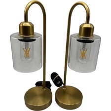 Gold Touch Table Lamps Set of 2 with USB A  C Charging Ports Working Tested
