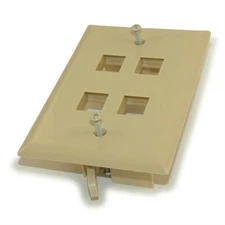 Wallplate: Keystone  4 Hole with Built-in Connector Latches  Ivory