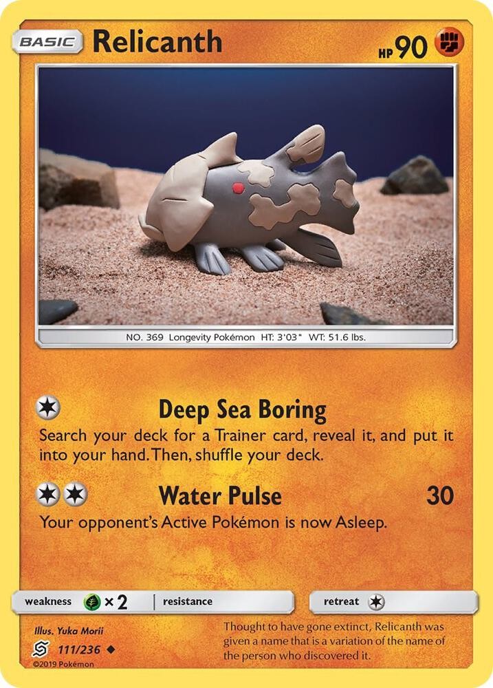 Relicanth #111/236 Sm - Unified Minds Uncommon Pokemon TCG NM