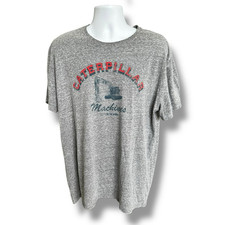 Caterpillar CAT Machines Heather Gray Excavator Short Sleeve Graphic T-shirt XL