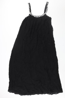 Zara Damen Schwarz Baumwolle Maxi Größe XS Rundhals Pullover - Perlenausschnitt