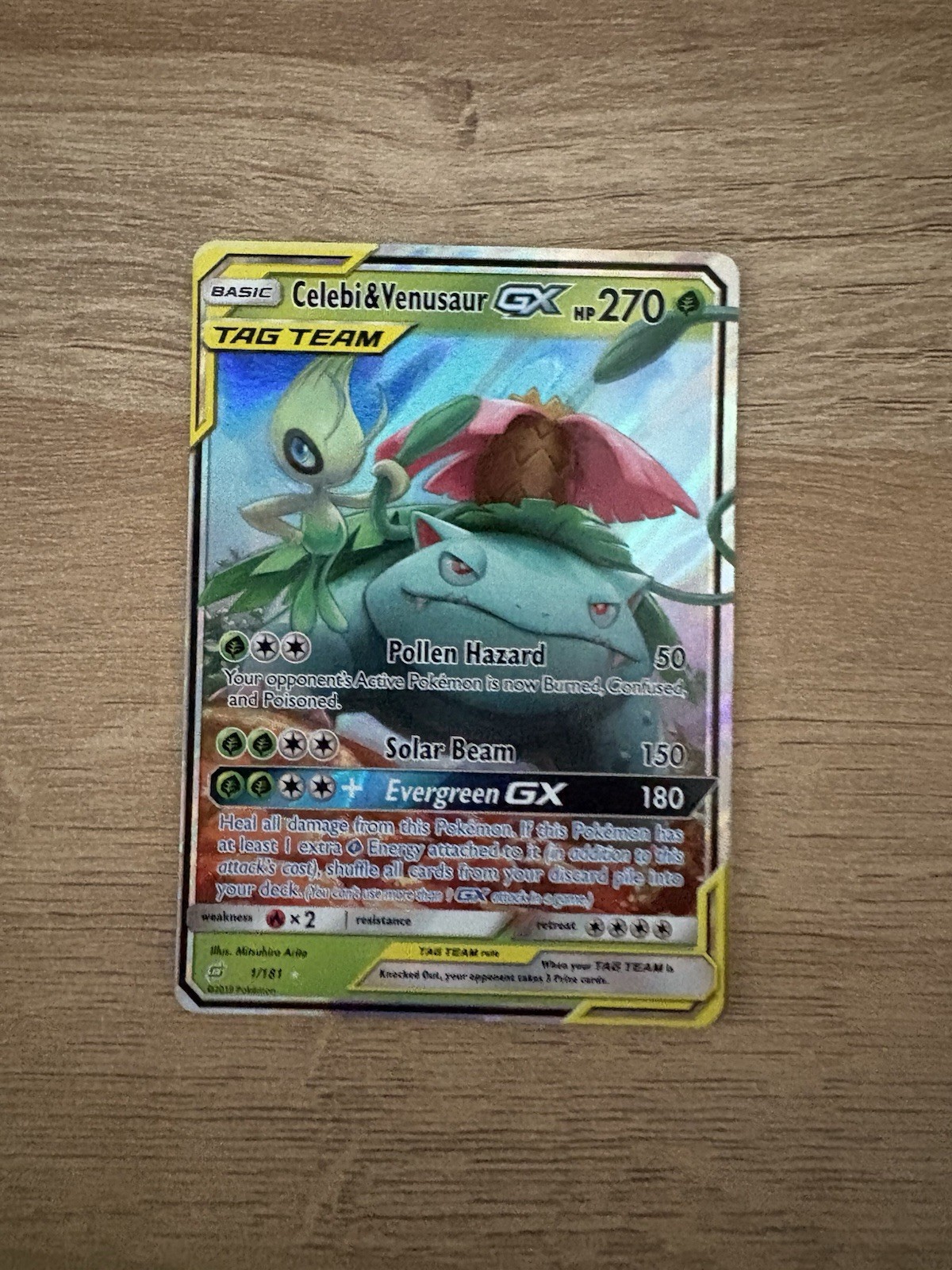Pokémon TCG Celebi & Venusaur GX Holo Ultra Rare Card Team Up 1/181 NM Condition