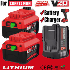 8.0Ah 20V For Craftsman V20 20 Volt MAX Li-ion Battery CMCB204 CMCB202 / Charger