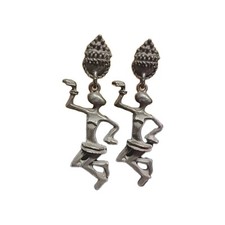 Vintage Estate 80s Tribal Dangling Dancer Post Earrings