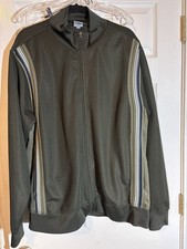 Old Navy Men's XXL Olive Striped Track Jacket Full-Zip Knit Polyester