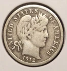 1912-D BARBER DIME -- Fine (F)