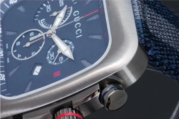 RARE Genuine GUCCI Coupe 44mm Chronograph Blue Grey Square Mens