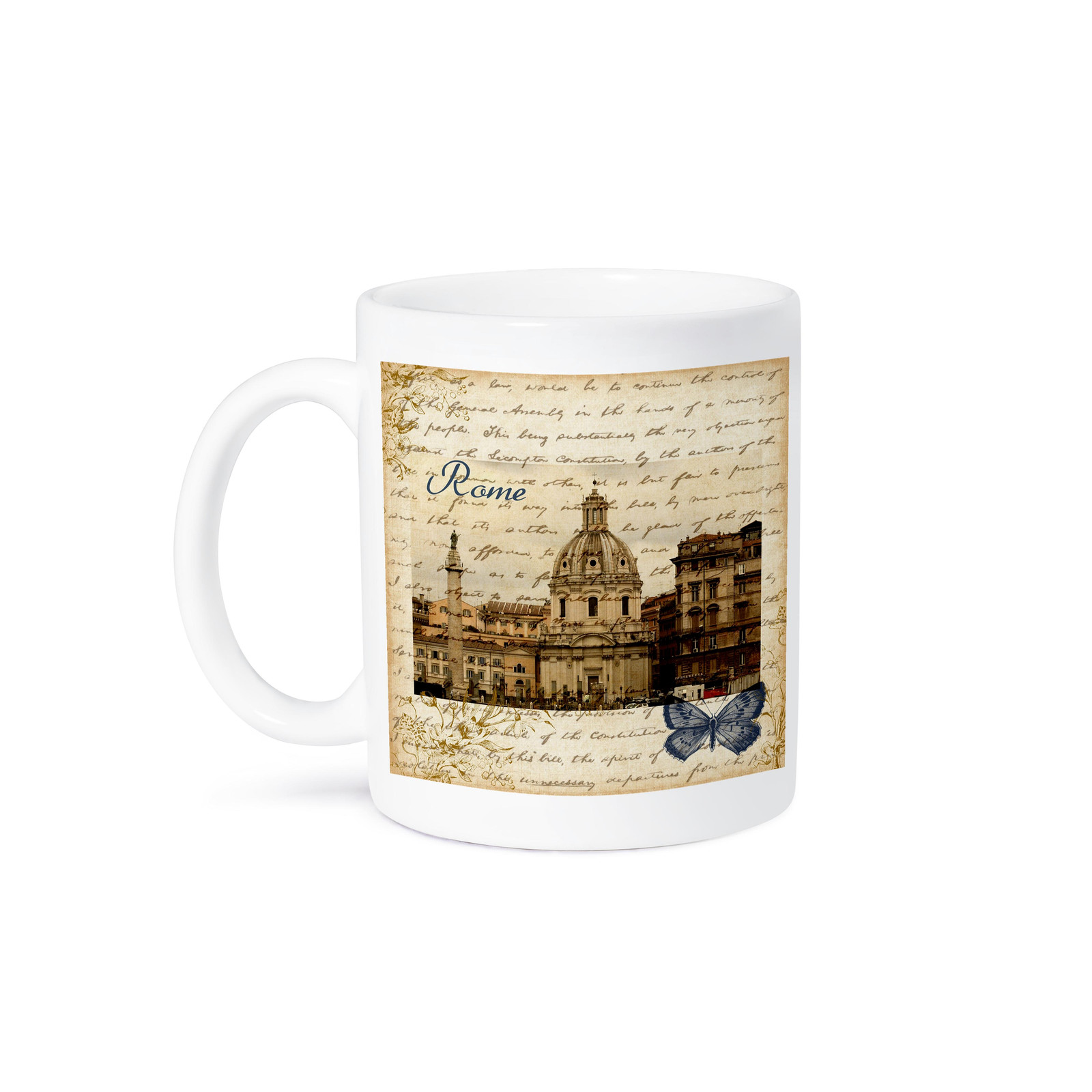 Vintage Rome Italy 3D Rose Design Mug