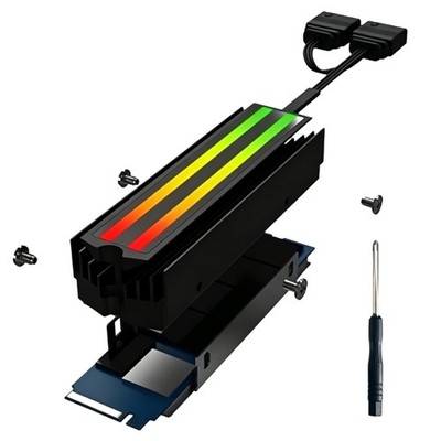 Storage Cooling M.2 SSD Heatsink with ARGB Lighting, Metal Desktop Build Access