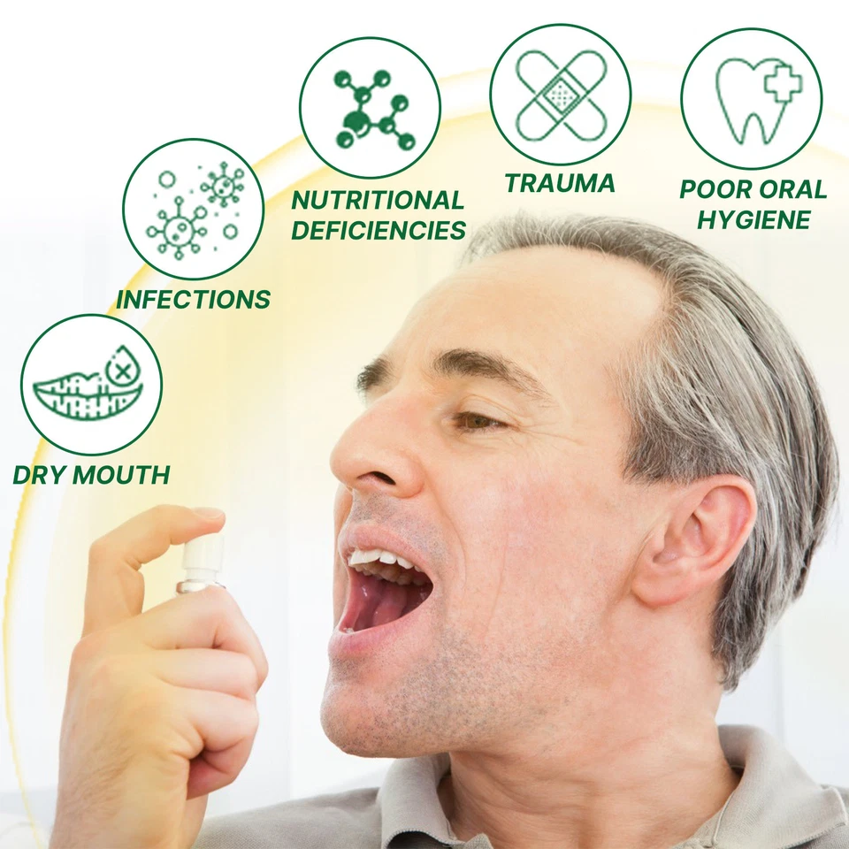 Spray Reparador Lengua Blanco Alivio Lengua Seco Hinchado Tratamiento Spray Cuidado Bucal Foto 2 de 4