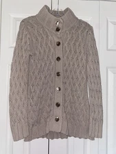J. Jill Cable Knit Button Down Sweater Size Small Mock Neck