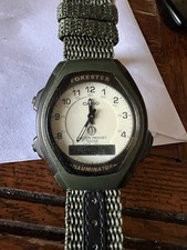 Casio Forester FT-600 Analog Quartz Watch Green Nylon Band 100M Illuminator