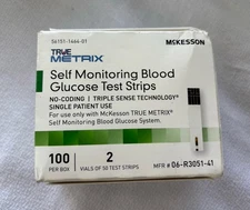 McKesson TRUE METRIX Blood Glucose Test Strips 06-R3051-41 100 Pack. EXP 02/2026