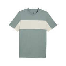 PUMA Essentials Block Tee Crew Neck Short Sleeve T-Shirt Mens Green Casual Tops
