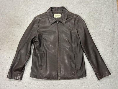 Eddie Bauer Jacket Mens Medium Brown Leather Butter Soft Collared Classic
