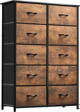 Image of 10 Drawer Fabric Chest of Drawers Bedroom Dresser Storage Cabinet Organizer Unit