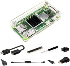 Raspberry Pi Zero Case, Case for Raspberry Pi Zero 2 W, with Heatsink, HDMI Adap