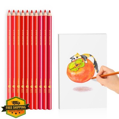 Woomer Red Colored Pencils 10 Pcs Drawing