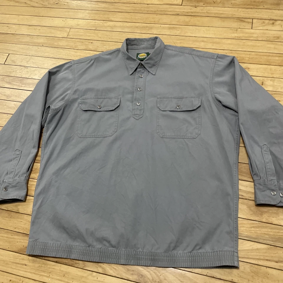 Cabelas Vintage Twill Quarter Button Shirt Men XL Reg Gray Blue Cuffed Hunting - Image 3 of 4