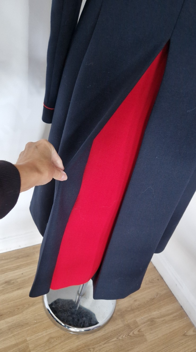 Boden navy blue military coat size 10 fit flare red accents wool blend  lined