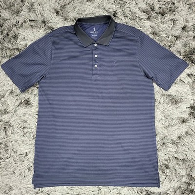 Bobby Jones Polo Shirt Mens Large Blue Stripe Short Sleeve Performance Golf