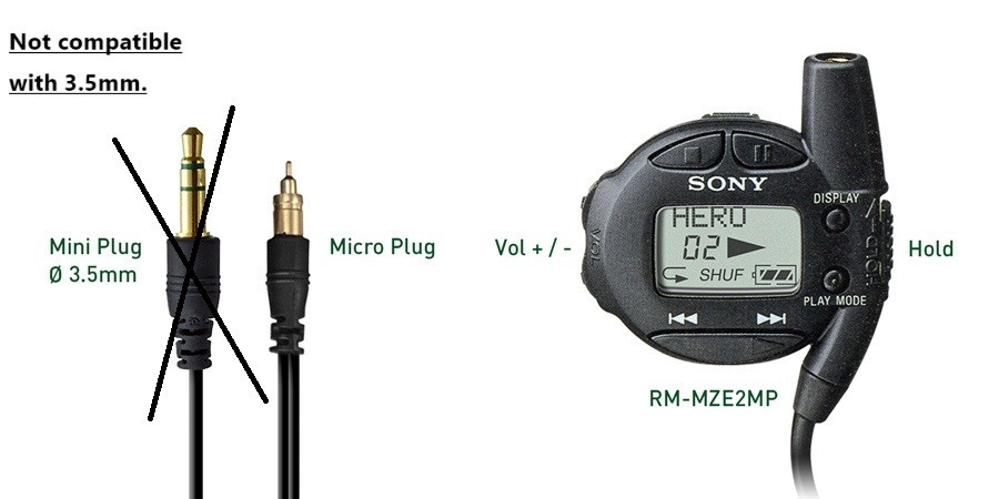 Remote Control For SONY WALKMAN MiniDisc MD MZ-E3 MZ-E2 RM-MZE2MP