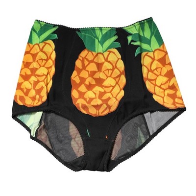 DOLCE & GABBANA Underwear Black Pineapple High Waist Girdle Panty IT2 / S 300usd
