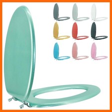 Elongated Toilet Seat Wood Toilet Seat Prevent Shifting with Zinc Alloy Hinge...
