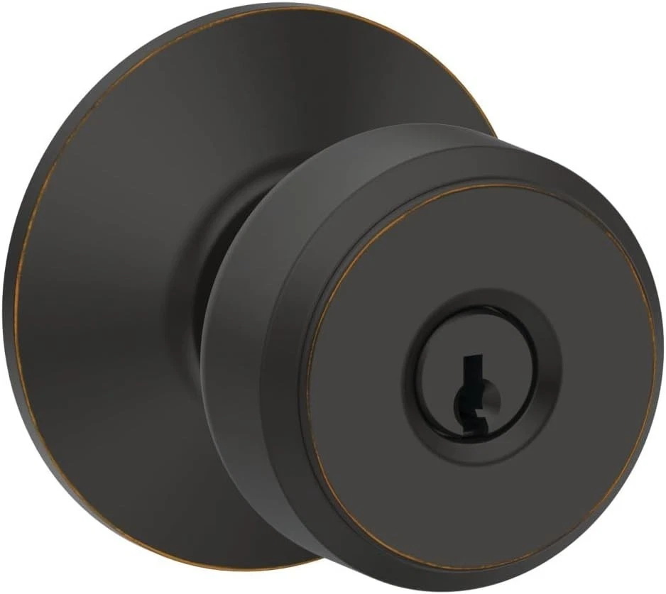 Perilla de puerta cerradura de entrada con llave bronce envejecido cobre tamaño estándar Foto 4 de 4