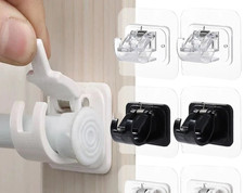 2PCs Self Adhesive Hooks Curtain Rod Bracket Pole Holder Drapery Hook Holders