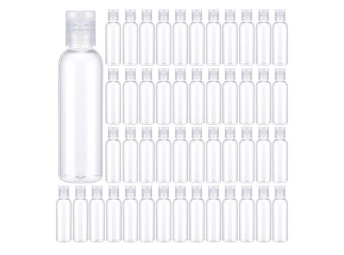 100- 2 oz Clear Plastic Empty Bottles Small Travel Size Bottles with Flip Cap. - Picture 1 of 2