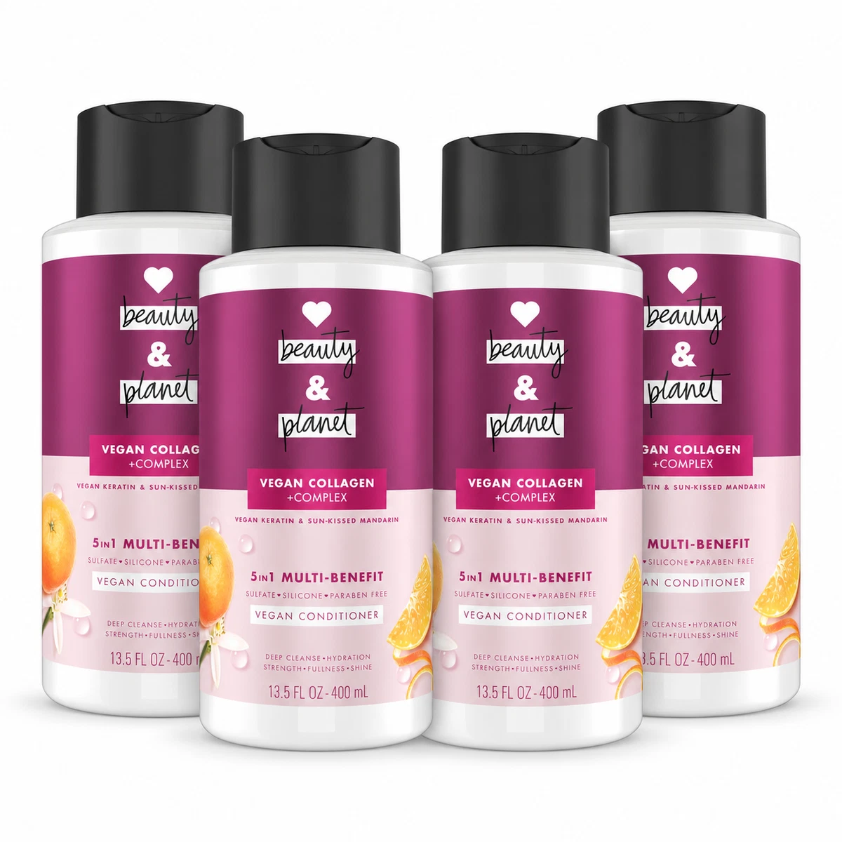 Love Beauty Planet Conditioner Vegan Keratin Sun-Kissed Mandarin 13.5oz 4 Pack