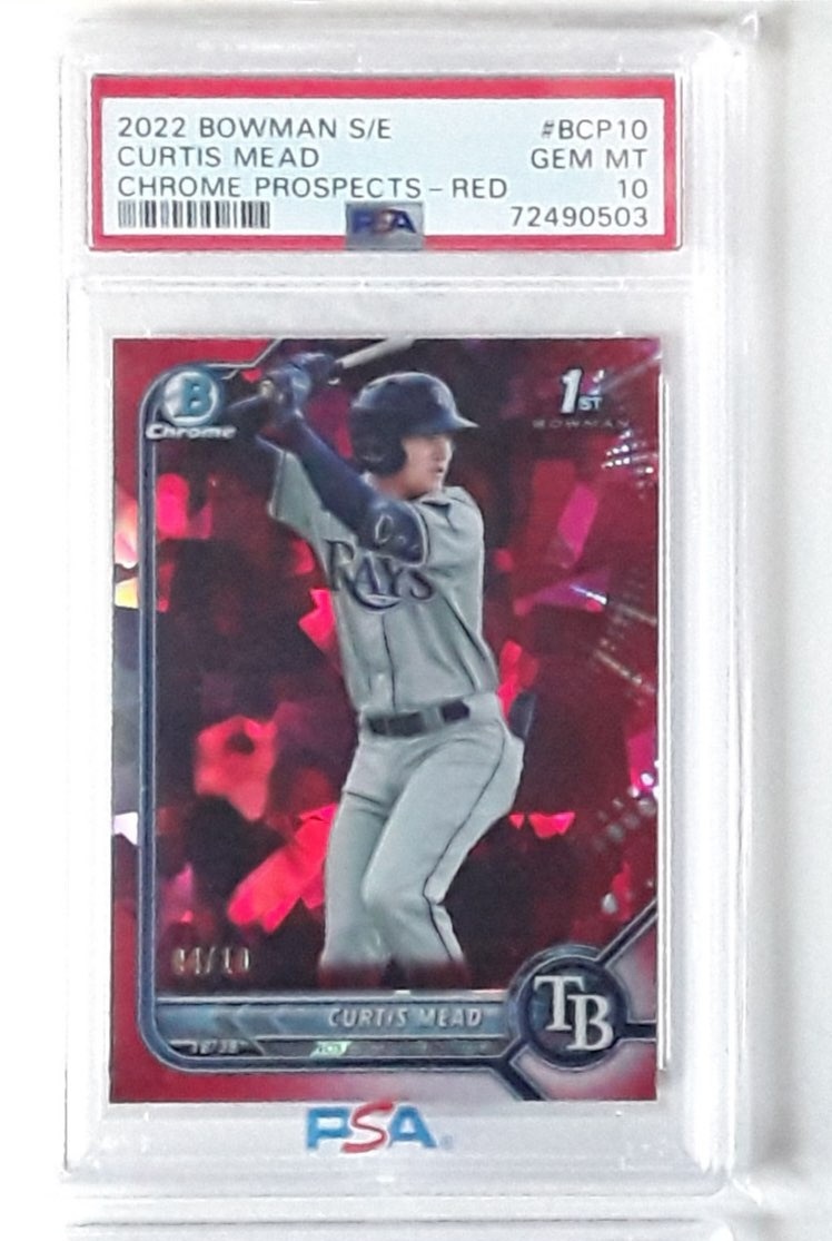 CURTIS MEAD - 2022 Bowman Sapphire 1st Chrome RED Refractor , PSA 10