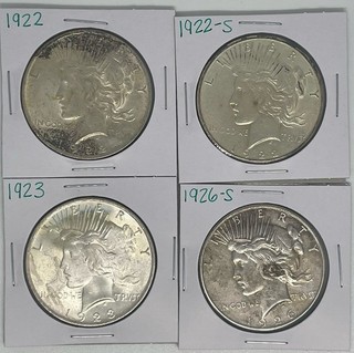 1922 1922 S 1923 1926 S Peace Dollar Lot of 4