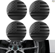 4PCS American Flag Car Wheel Center Caps, Wheel Center Cap Stickers, 56mm Black