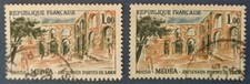 France oblitéré, n°1318 Médéa deux timbres avec petites variétés, 1961