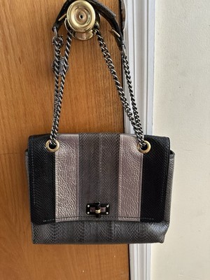LANVIN PYTHON SNAKESKIN GRAY HAPPY MEDIUM HAPPY SHOULDER BAG