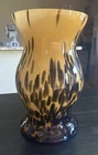 Murano Vase Tortoise Shell HAND BLOWN Quality GLASS Amber Brown Italy