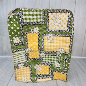 Retro Vinyl Mixer Cover 8x10x13 Yellow Green Daisy Quilted Padded Kitchen Applia
