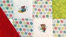 WINTER ANIMALS BABY Blanket Quilted Flannel Colorful Snowflakes  Animals Quilt