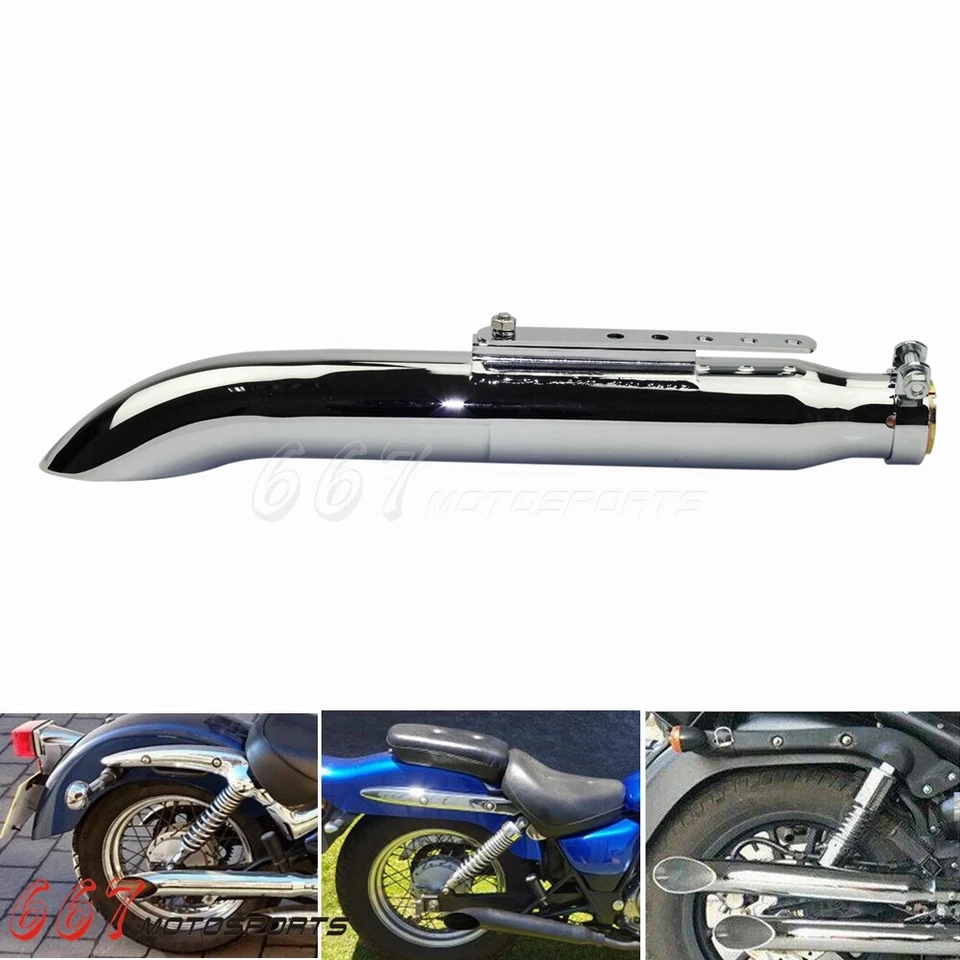 Exhaust Muffler Pipe For Harley Suzuki VL125 800 1500 Intruder Bobber Cafe Racer Foto 2 de 4