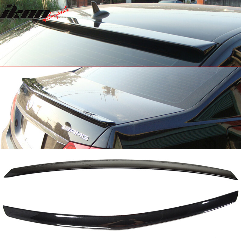 IKON MOTORSPORTS L-Style Matte Black Rear Roof Spoiler For Mercedes W212 E-Class Sedan (2010-2016)