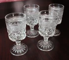 Set of 4 Vtg Wexford Anchor Hocking Glass Water Wine Goblets Diamond Cut Stemmed