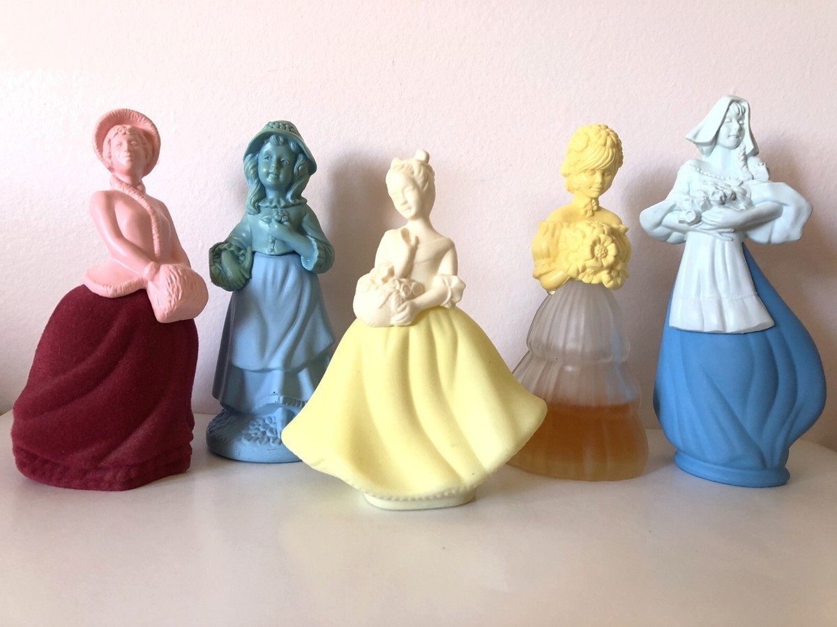 Vintage AVON Girl Figures Cologne Perfume Bottles Decanters