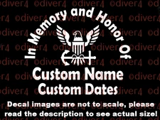 Custom US Navy In Memory and Honor Of Memorial With Navy Logo Decal USA Made