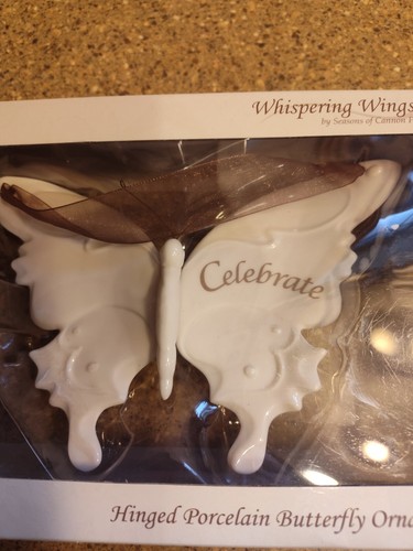 Whispering Wings Porcelain Hinged Butterfly "Celebrate" Decor Ornament NIB - Picture 8 of 8