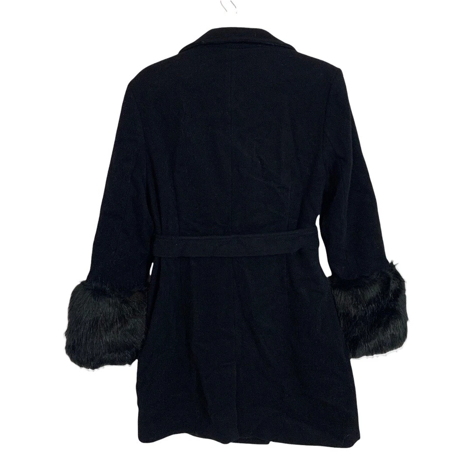 NUEVO CON ETIQUETAS Joie Hesperina Imitación Piel Puño Cintura Cinturón Abrigo Lana Negro Para Mujer Talla Grande Foto 3 de 4