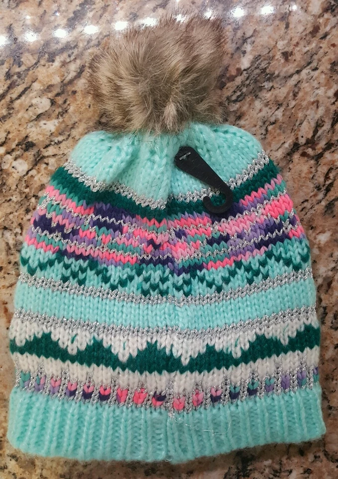 Sombrero Gorro Tejido Clima Frío Verde Azulado Rosa Plata Joe Boxer OSMF NUEVO NUEVO CON ETIQUETAS Foto 2 de 3