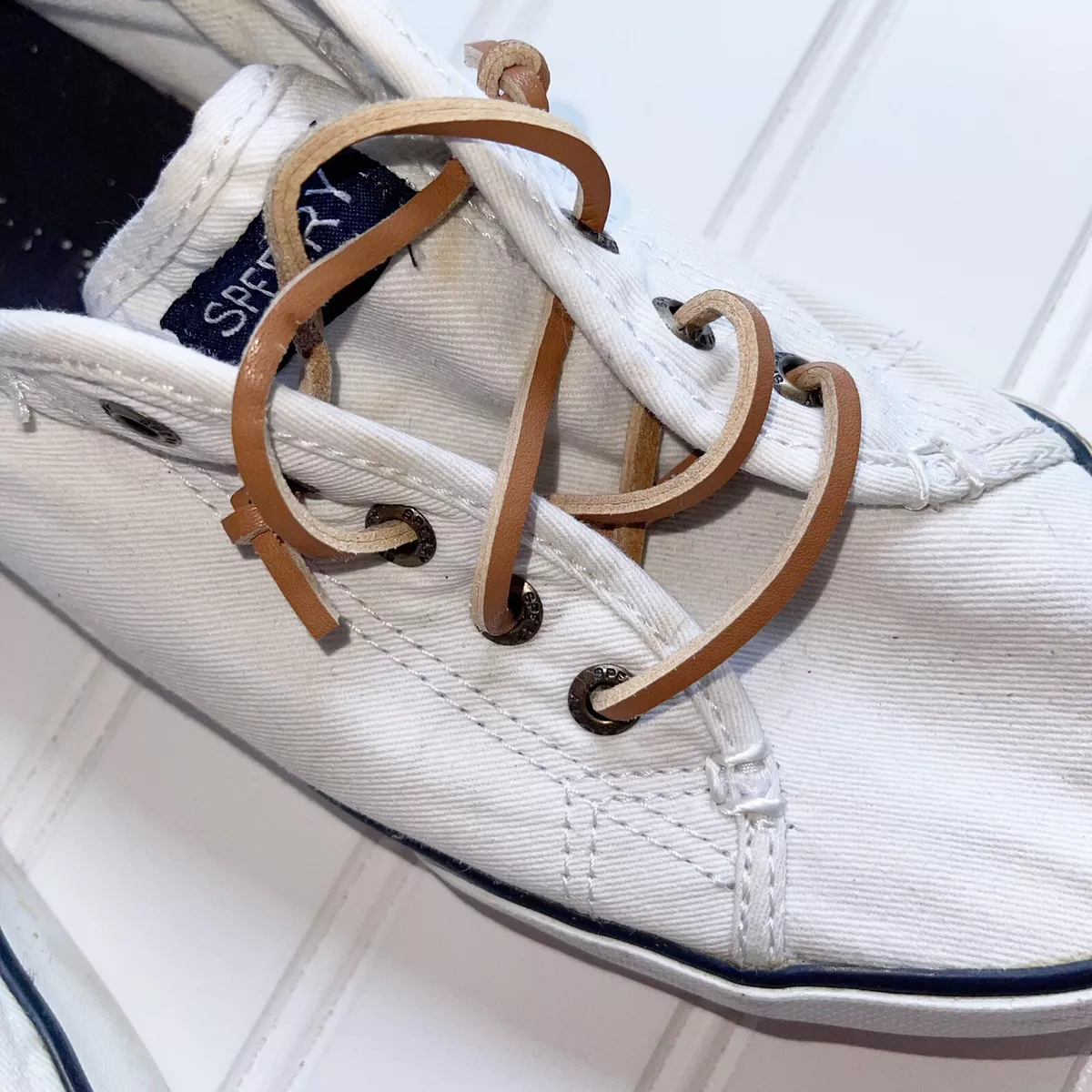 Sperry white slip best sale ons